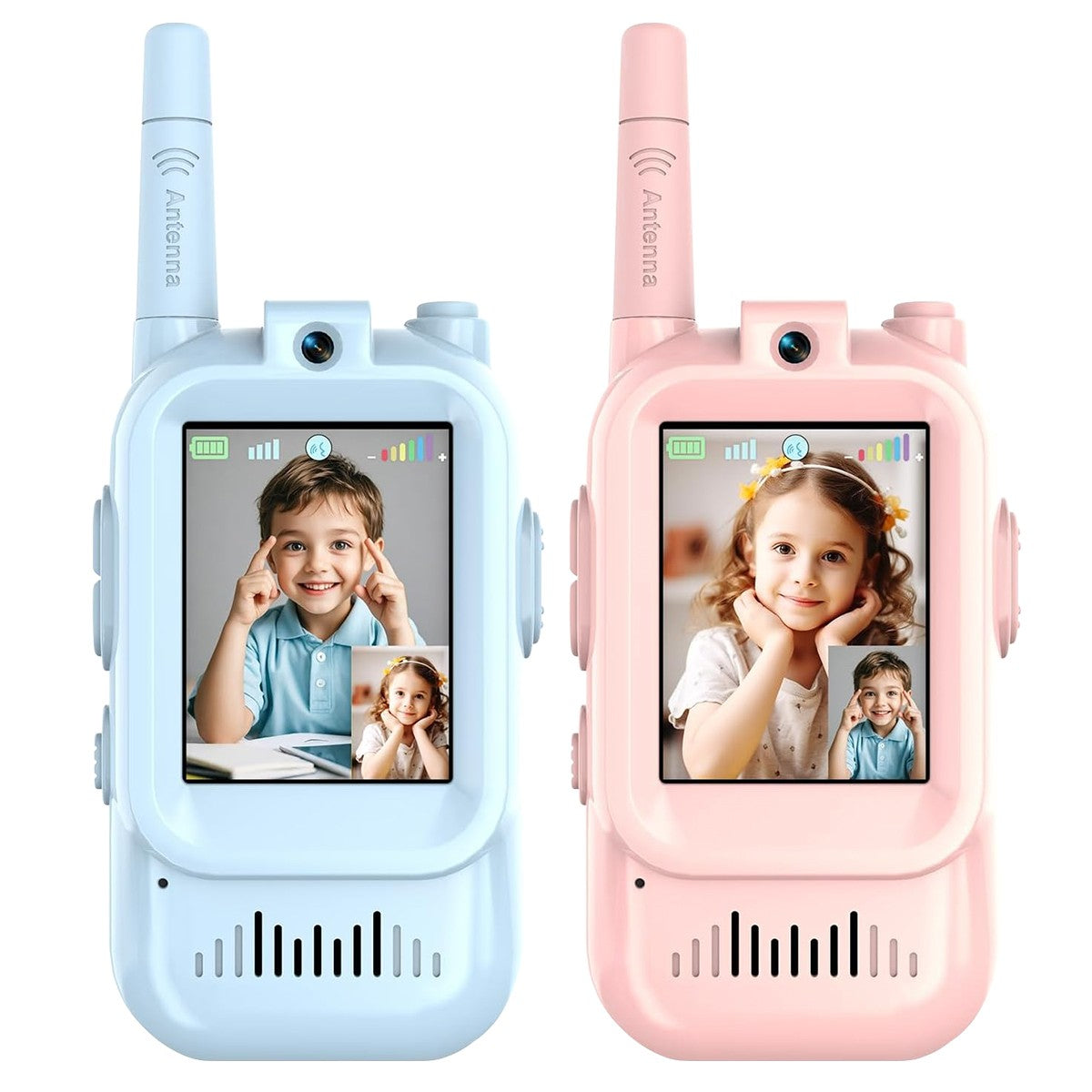 2Pcs Video Walkie Talkies for Kids Rechargeable 2-Way Long Range Walkie-Talkie