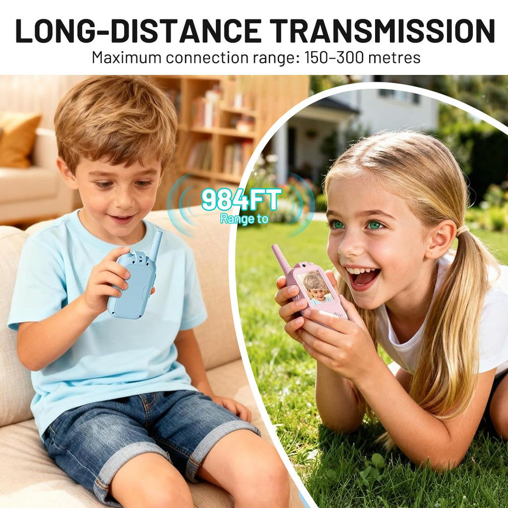 2Pcs Video Walkie Talkies for Kids Rechargeable 2-Way Long Range Walkie-Talkie