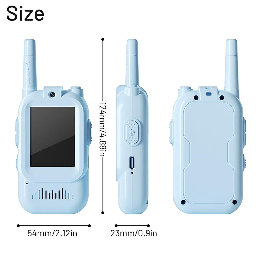 2Pcs Video Walkie Talkies for Kids Rechargeable 2-Way Long Range Walkie-Talkie