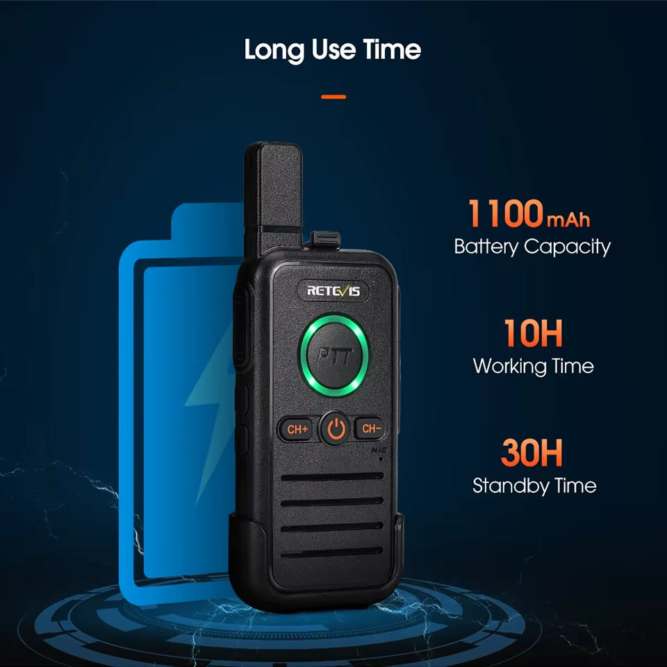 RB645 Walkie Talkie Dual PTT Professional Walkie-Talkie Portable PMR446 Two Way Radio VOX USB C for Hotel Restaurant