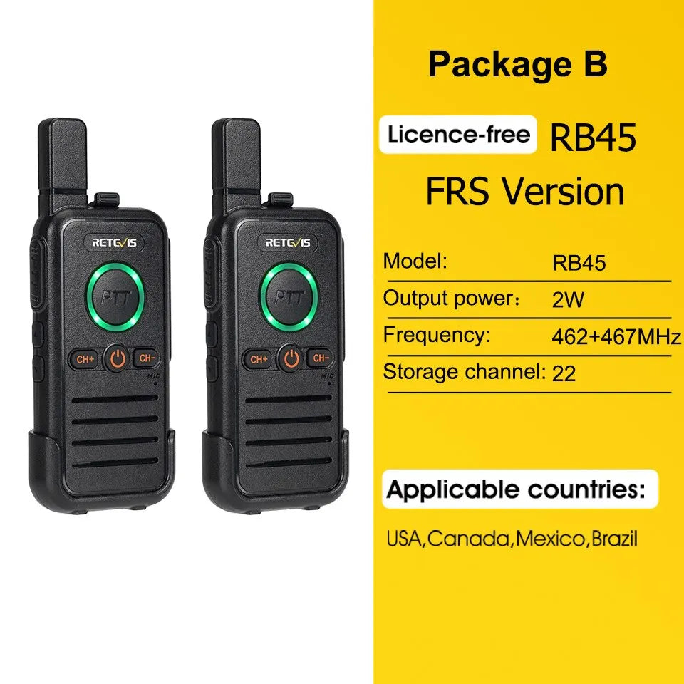 RB645 Walkie Talkie Dual PTT Professional Walkie-Talkie Portable PMR446 Two Way Radio VOX USB C for Hotel Restaurant