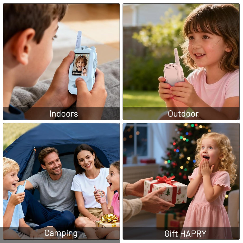 2Pcs Video Walkie Talkies for Kids Rechargeable 2-Way Long Range Walkie-Talkie