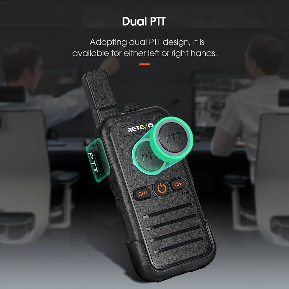 RB645 Walkie Talkie Dual PTT Professional Walkie-Talkie Portable PMR446 Two Way Radio VOX USB C for Hotel Restaurant