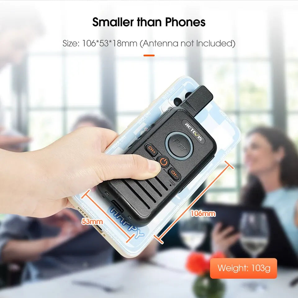 RB645 Walkie Talkie Dual PTT Professional Walkie-Talkie Portable PMR446 Two Way Radio VOX USB C for Hotel Restaurant